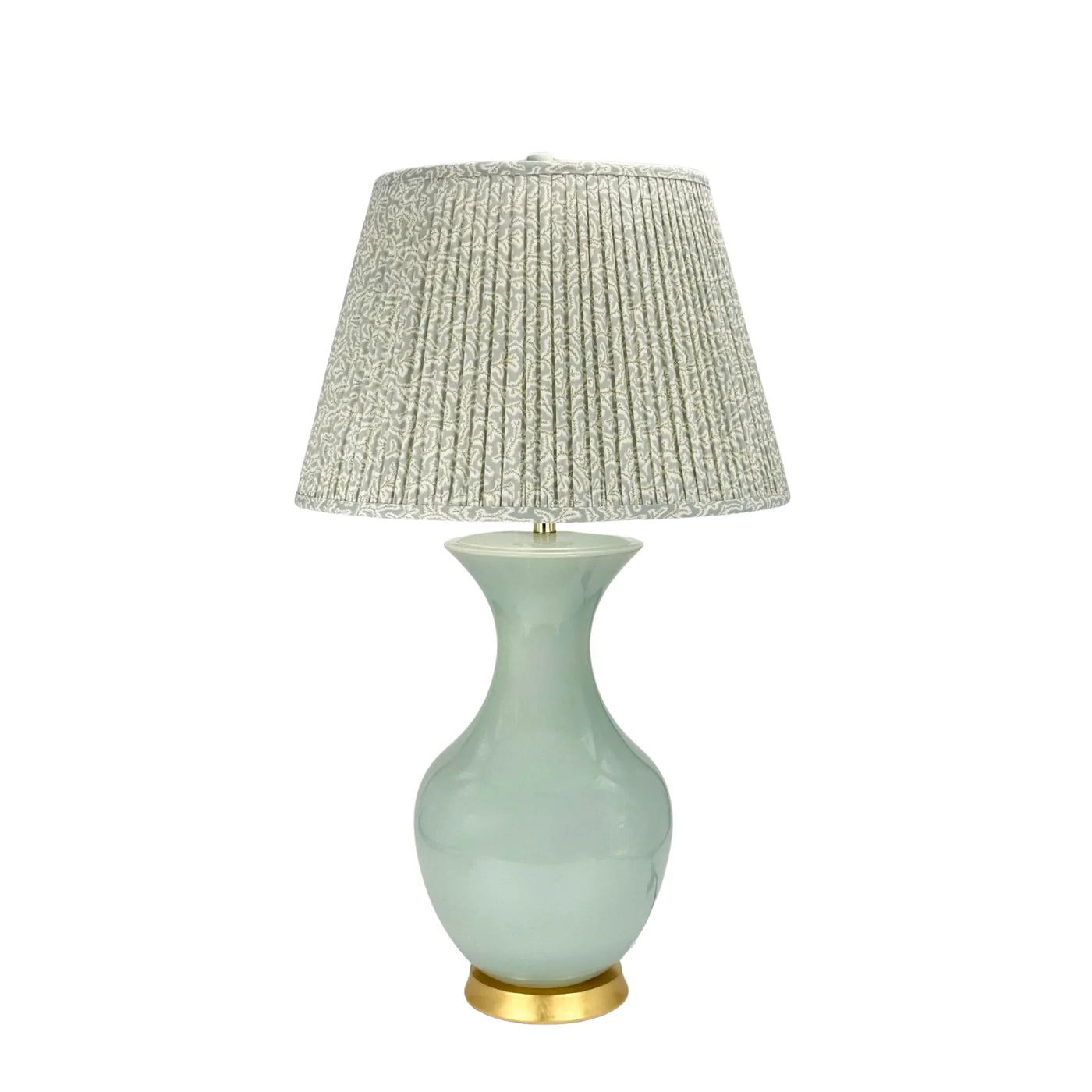 Hwang Bishop Empress Table Lamp in Blue Celadon with a Gold Base