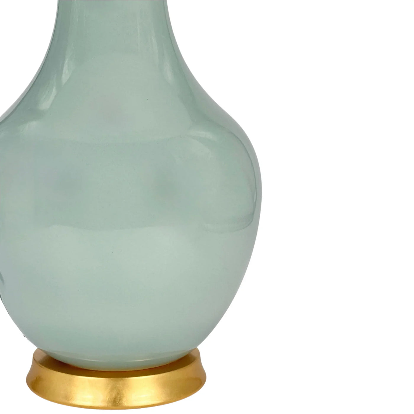 Close Up Hwang Bishop Empress Table Lamp in Blue Celadon with a Gold Base