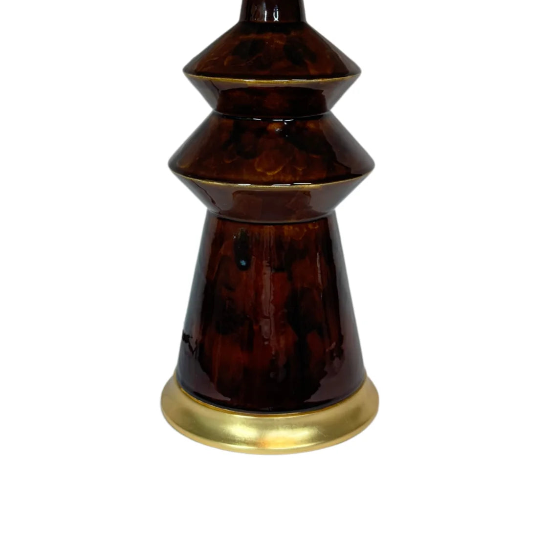 Hwang Bishop Malibu Table Lamp in Tortoise with a Gold Base