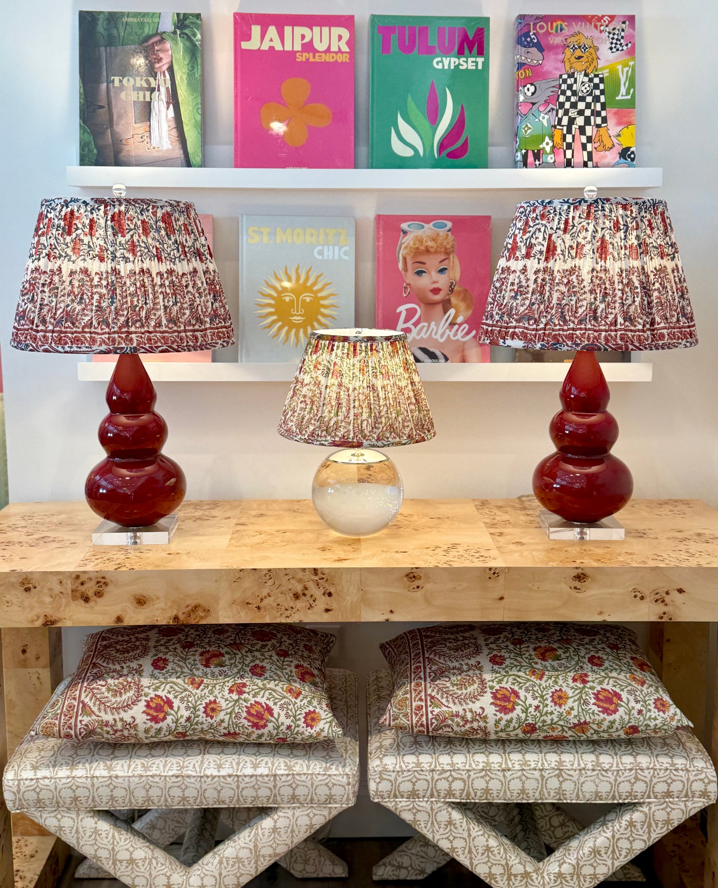 Ian Sanderson Cushion in Chilli Mallow Border