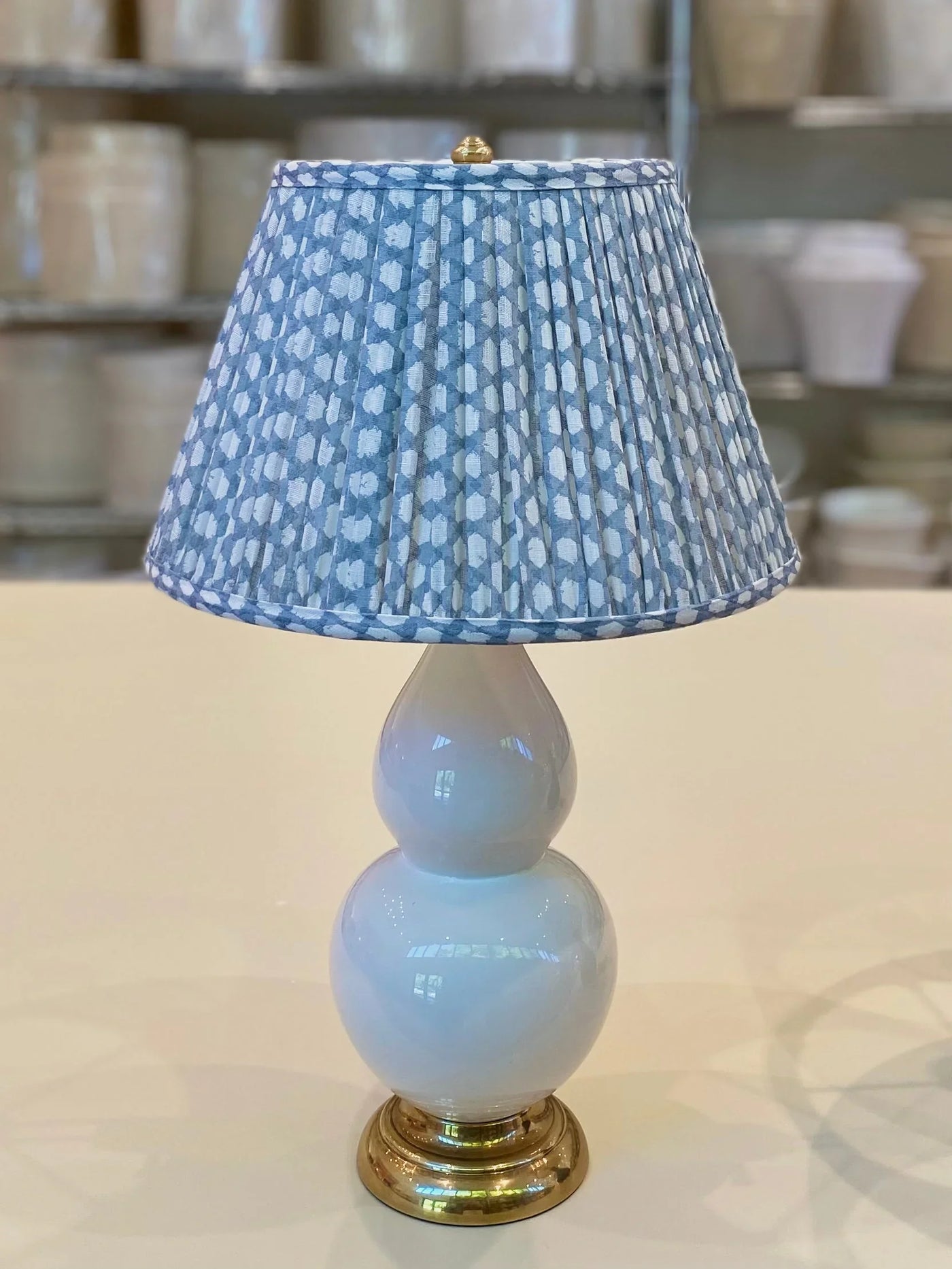 Fermoie Light Blue Wicker Lampshade