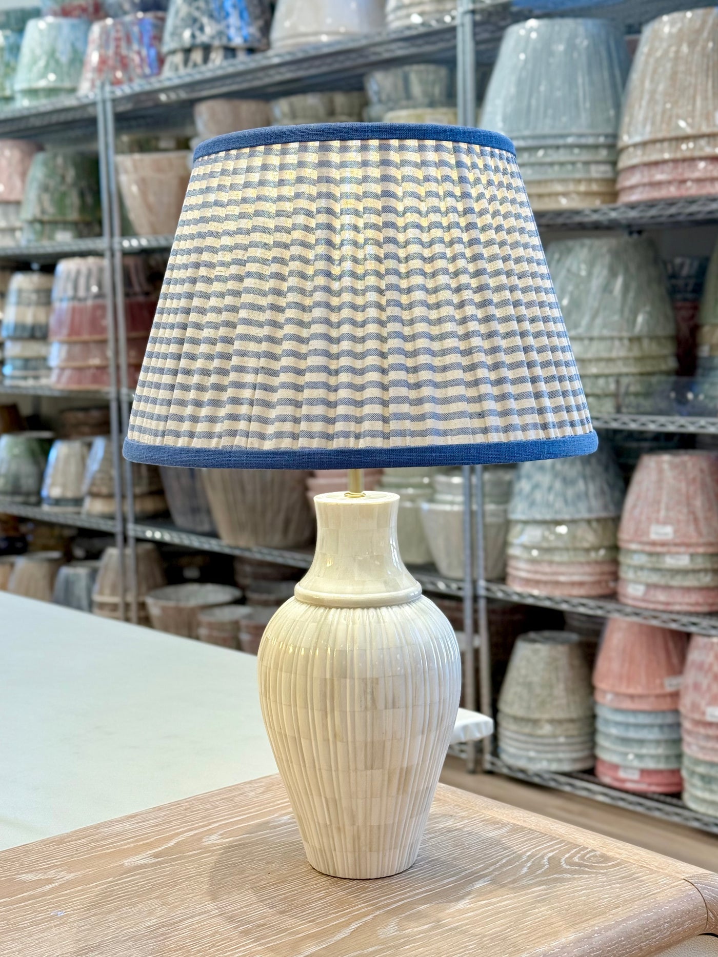 Rosanna Lonsdale Blue Striped Lampshade