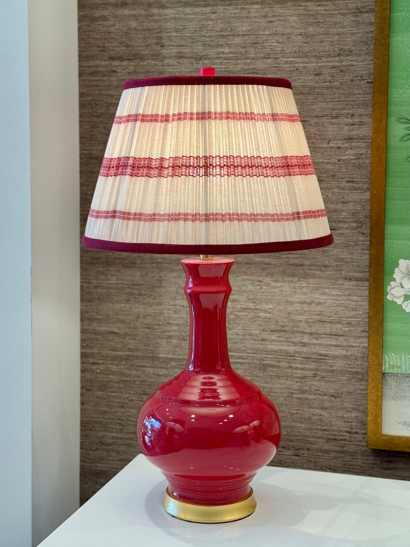 Rosanna Lonsdale Embroidered Red Striped Lampshade