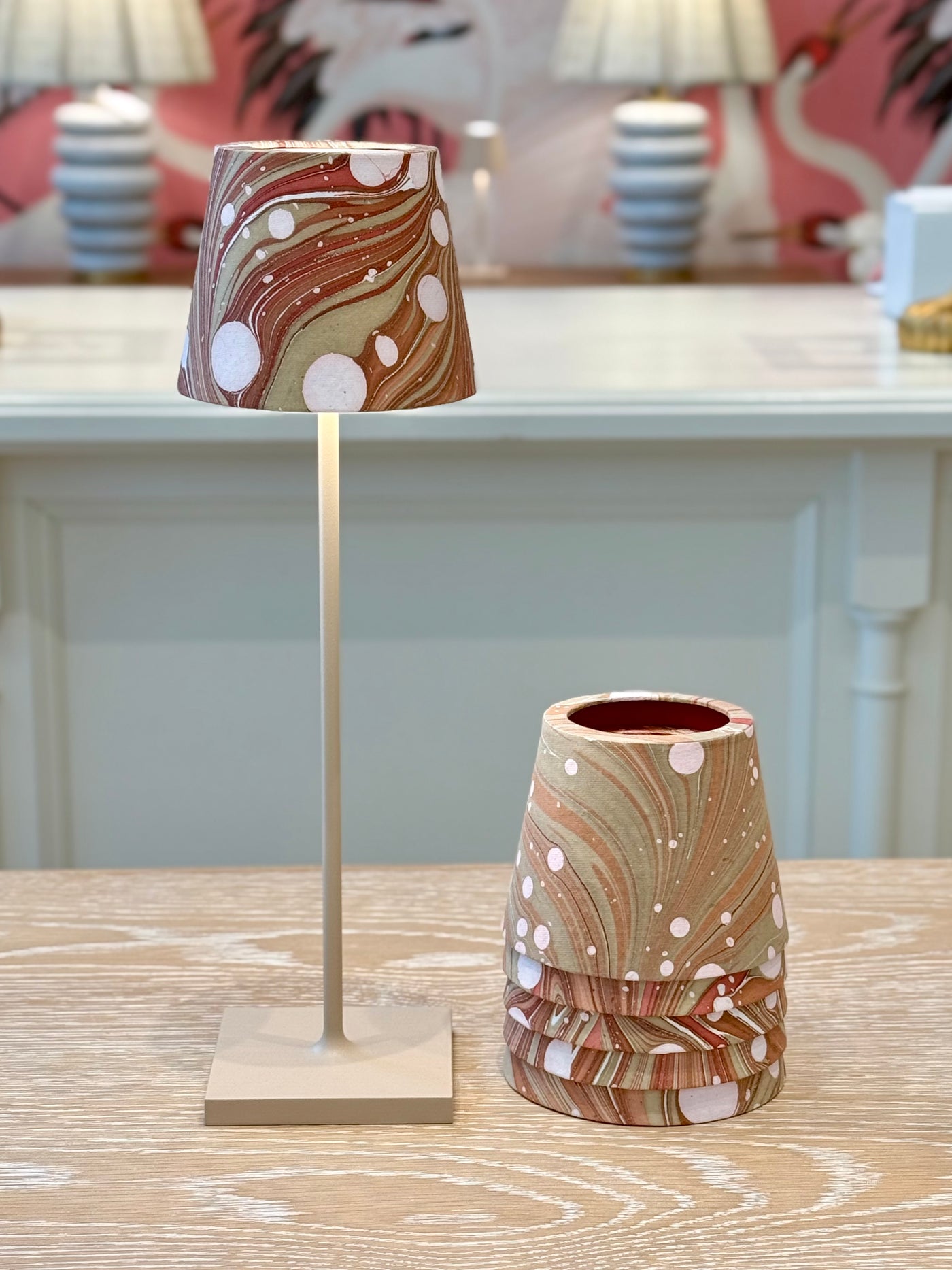 Red Pebbles Marbled Paper Lampshade for Poldina Pro & Pro Mini