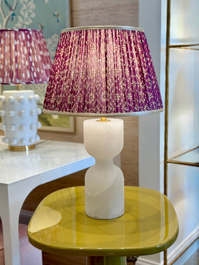 Maroon & Gold Sari Lampshade with Champagne Silk Trim