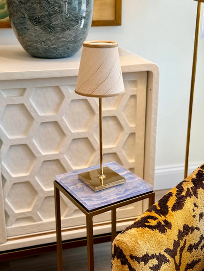 Gold marbled paper lamp shade with swirling pattern for Poldina Pro