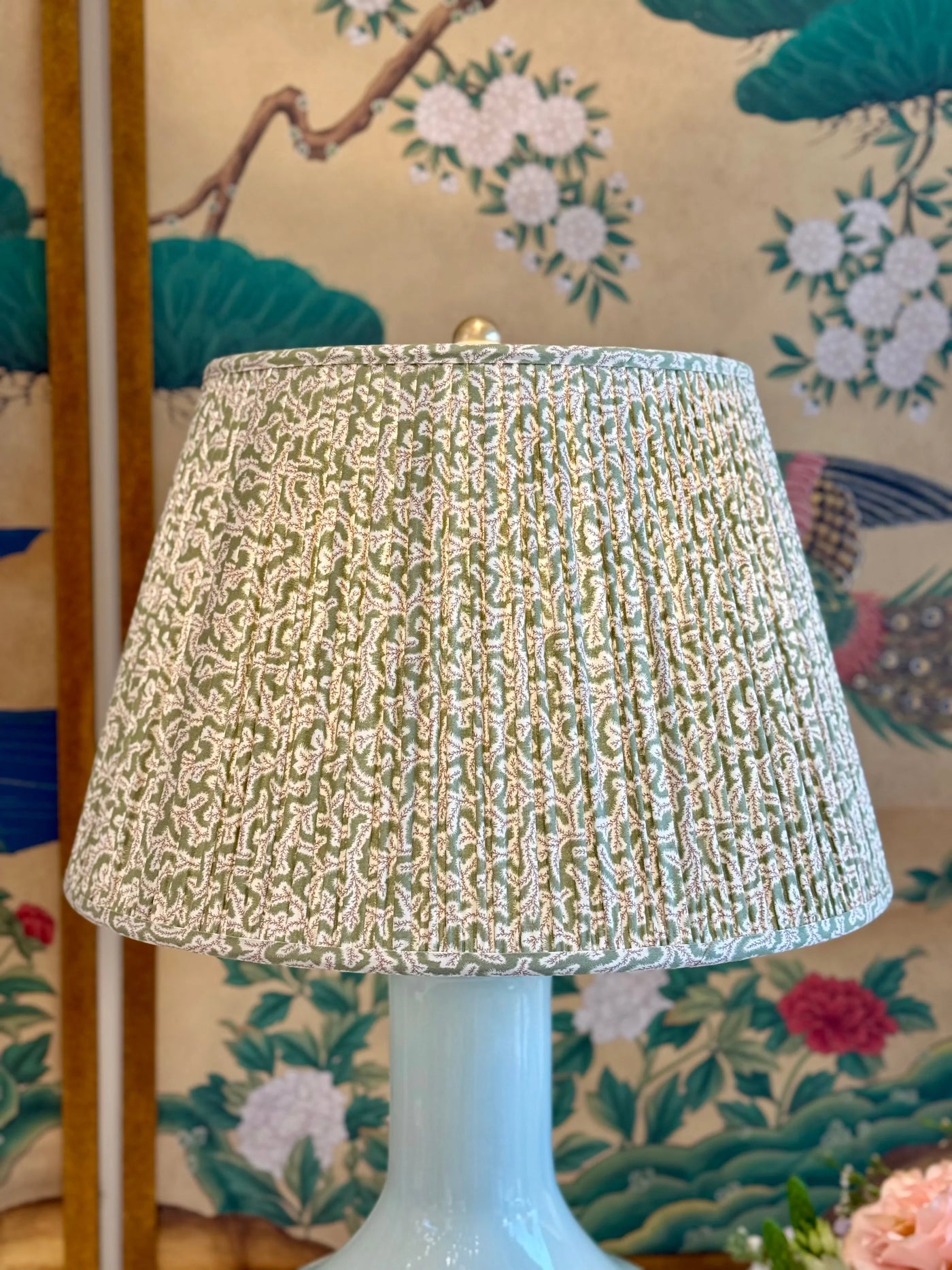 Ian Sanderson Green and Burgundy Briar Rose Dulcie Lampshade