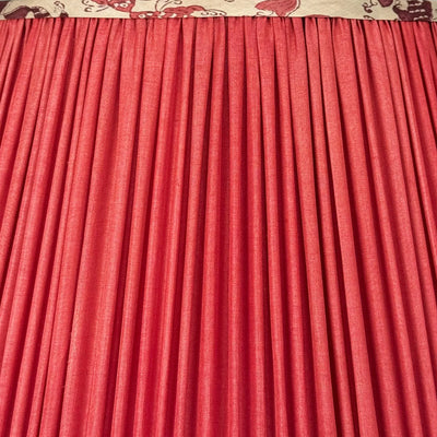 Pleated pink silk lamp shade with printed kissing fish trim