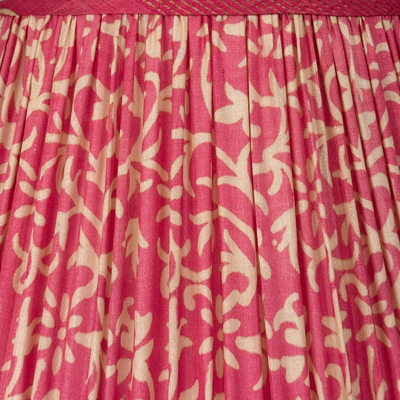 Pink & Beige Sari Lampshade with Self Trim