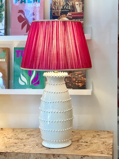 Pink Sari Lampshade with Champagne Silk Trim