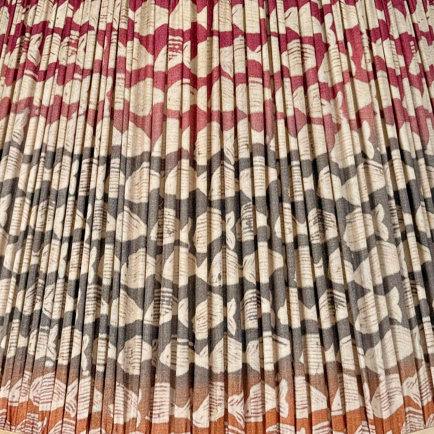 Pink, Grey & Orange Fish on Multicolor Sari Lampshade with Champagne Silk Trim