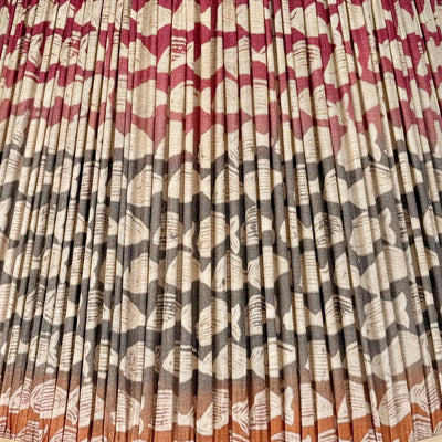 Pink, Grey & Orange Fish on Multicolor Sari Lampshade with Champagne Silk Trim