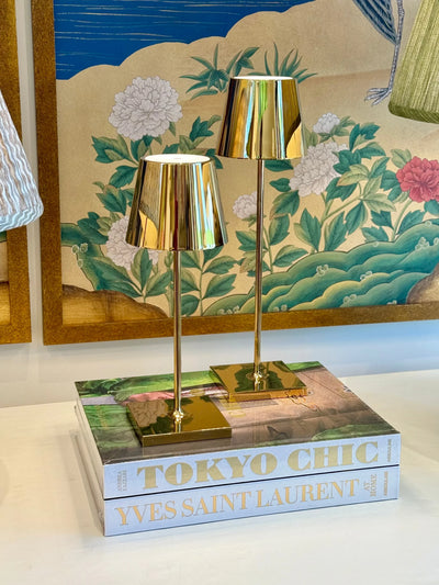 Poldina Pro Mini Table Lamp - Glossy Gold on books