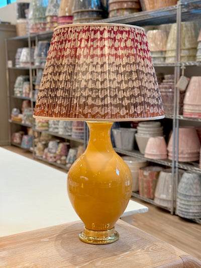 Pink, Grey & Orange Fish on Multicolor Sari Lampshade with Champagne Silk Trim