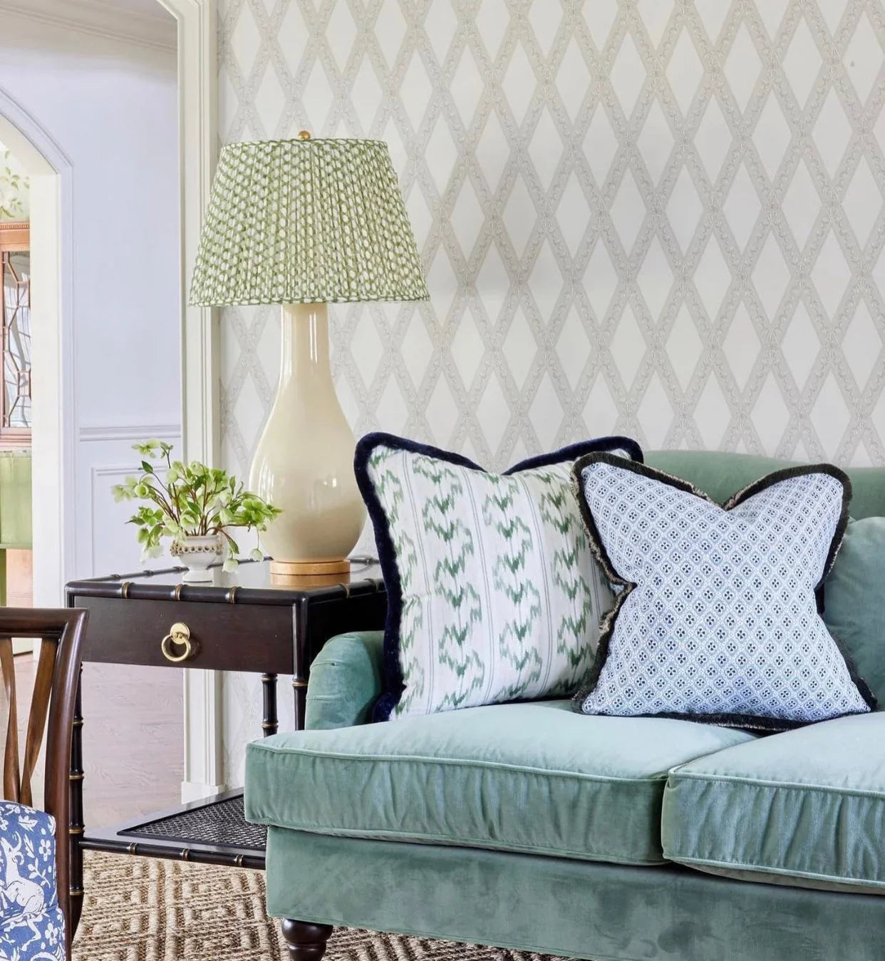 Fermoie Green Wicker Lampshade