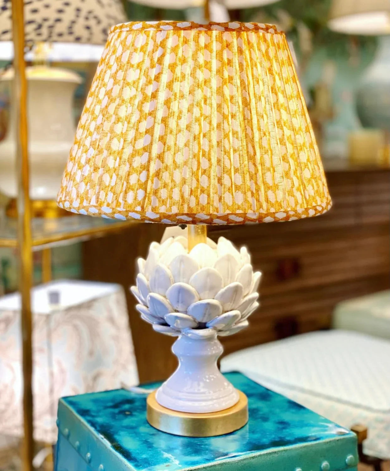 Fermoie Lampshade on an Artichoke Lamp