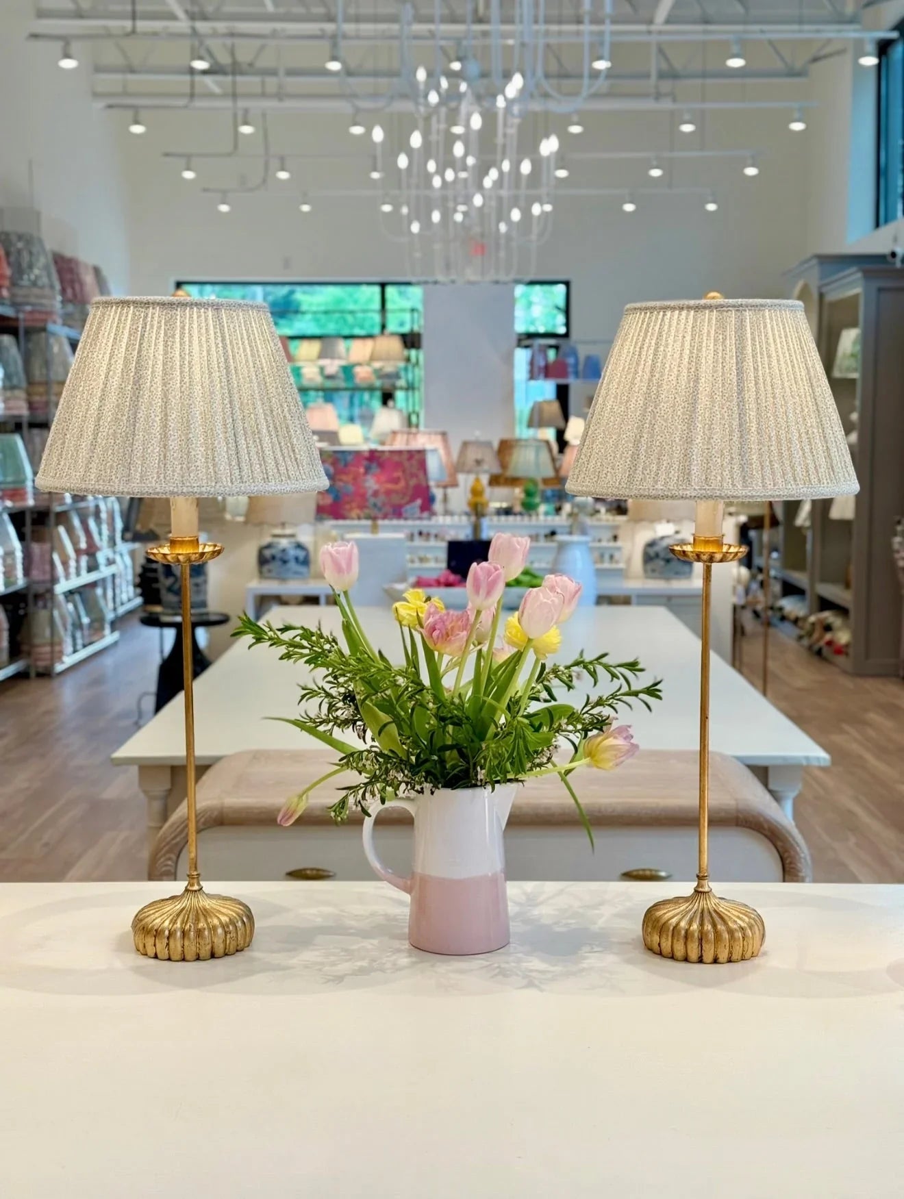 Ian Sanderson Pink and Green Blossom Pinto Lampshade