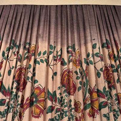 Taupe, Blue, Maroon & Green Sari Lampshade with Champagne Silk Trim