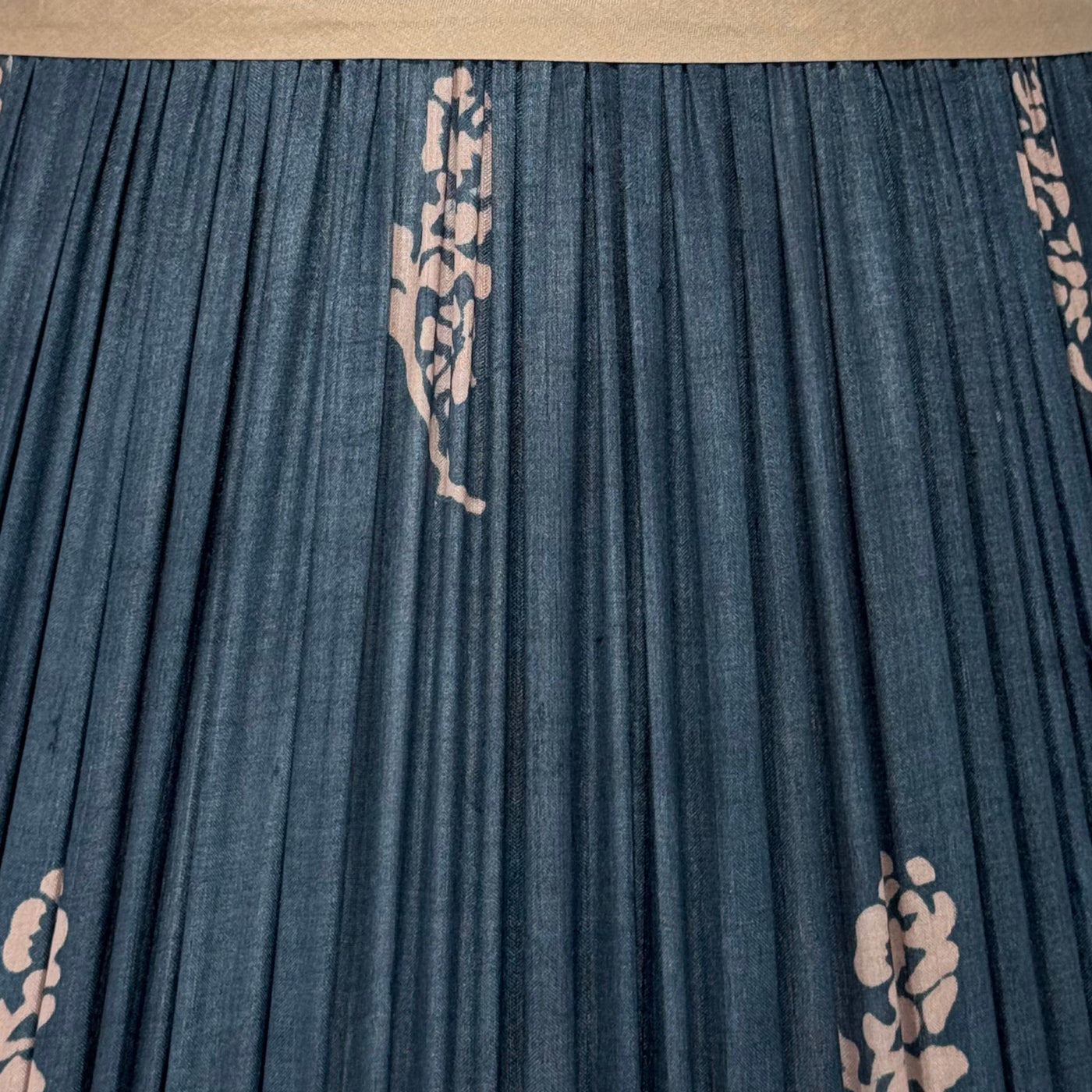 Teal & Taupe Sari Lampshade with Champagne Silk Trim