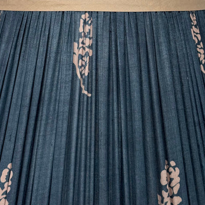 Teal & Taupe Sari Lampshade with Champagne Silk Trim
