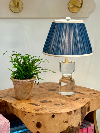 Teal & Taupe Sari Lampshade with Champagne Silk Trim