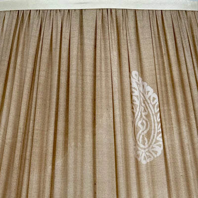 Taupe & Cream Sari Lampshade with Cream Silk Trim