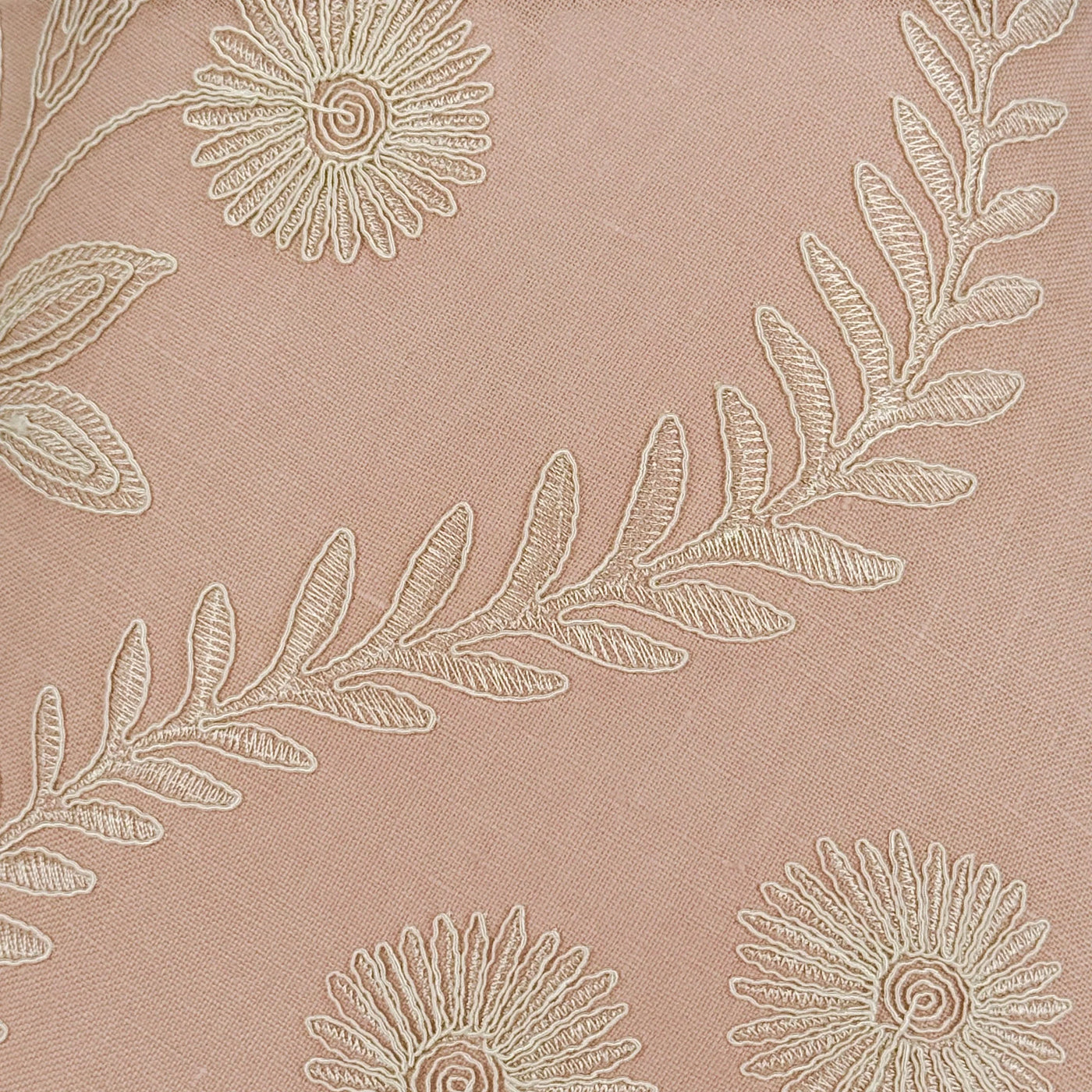 Ian Sanderson Persian Daisy White Embroidered Ballet Pink Linen Lampshade