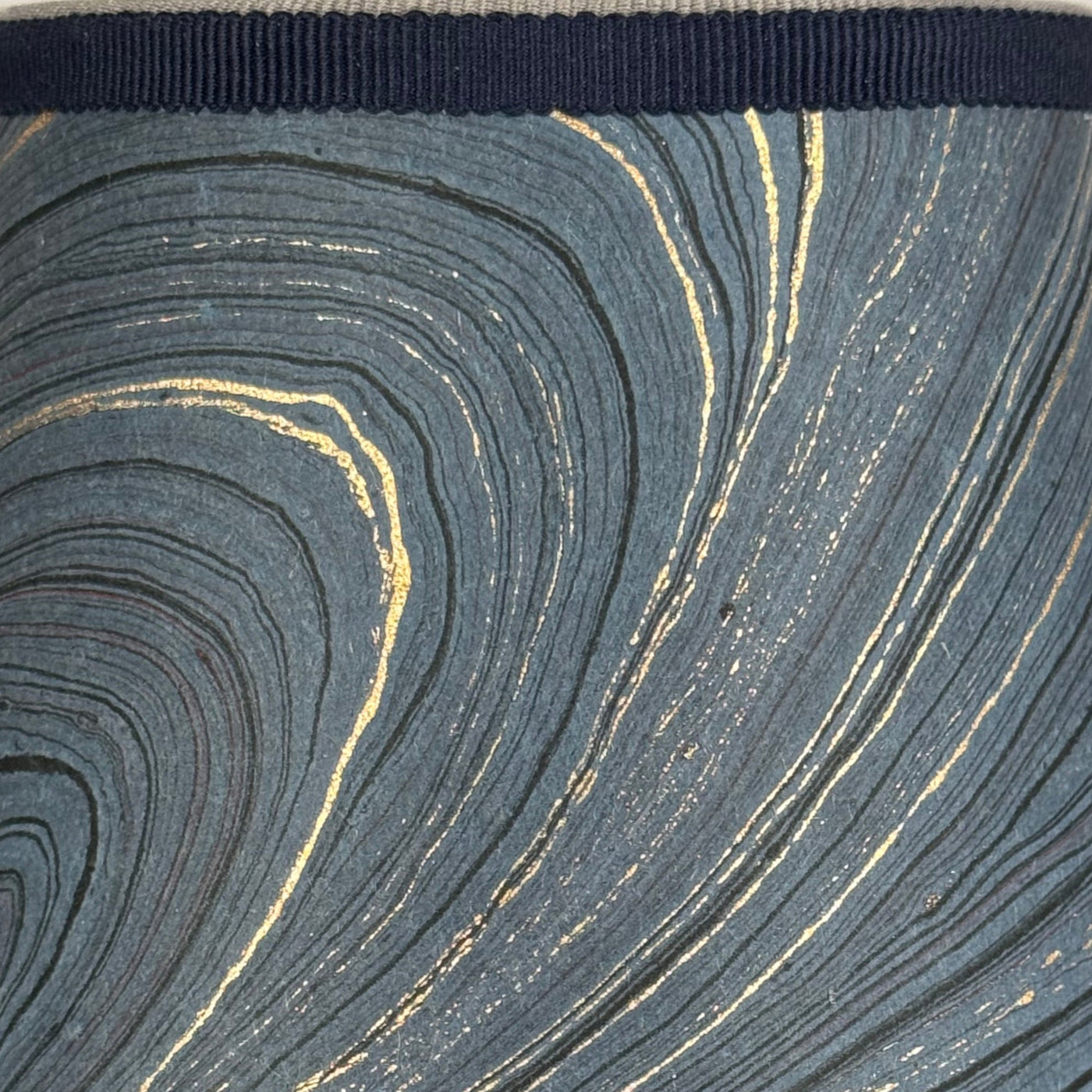 Sapphire marbled paper lamp shade with swirling gold pattern for Poldina Pro and Pro Mini
