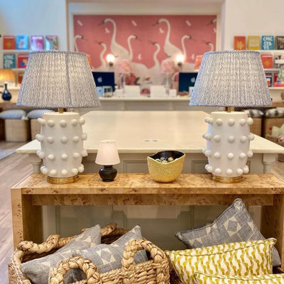 Fermoie Light Blue Popple on white Linden Lamps