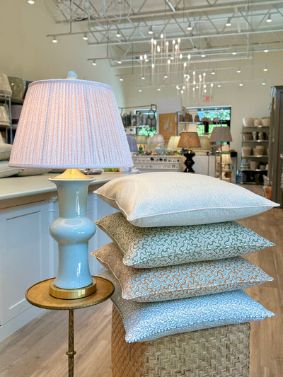 Ian Sanderson Cushion in Blossom Pinto with Petra Bisque Piping