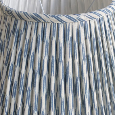 Close up designer Ian Sanderson Air Force Quiver Blue and White fabric Lampshade cotton
