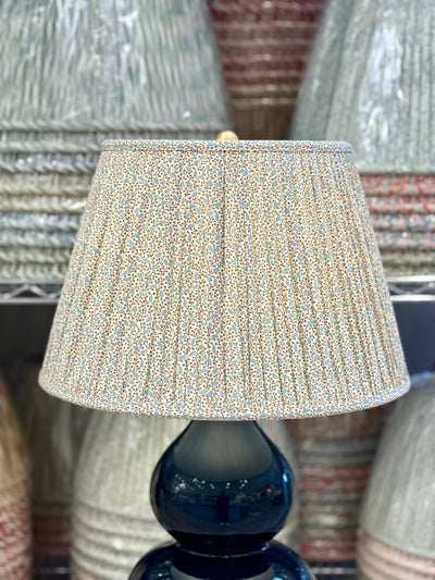 Ian Sanderson Blue Bronze Pinto Lampshade on Madison Navy Ceramic Table Lamp