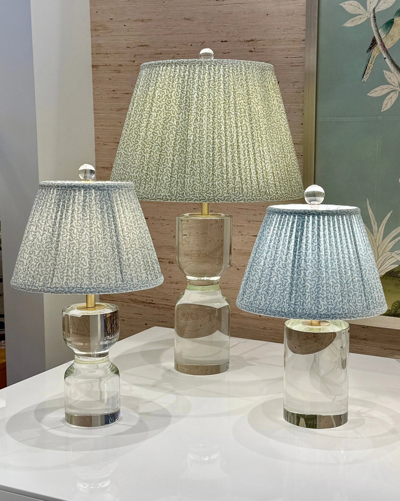 Ian Sanderson Chalk Blue Petra Lampshade with Other Ian Sanderson Lampshades