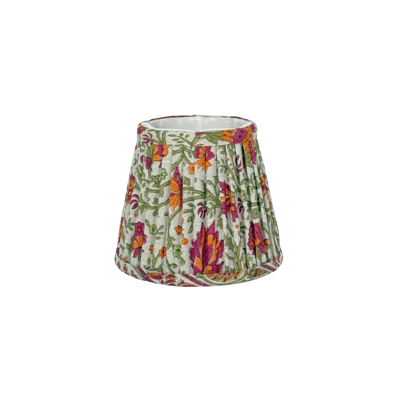 Ian Sanderson Chilli Mallow Border Lampshade front view 6ins