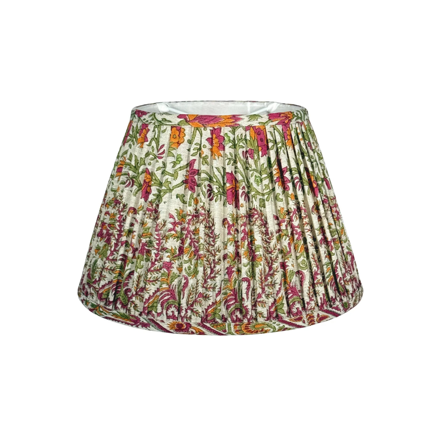 Ian Sanderson Chilli Mallow Border Lampshade front view 12 ins