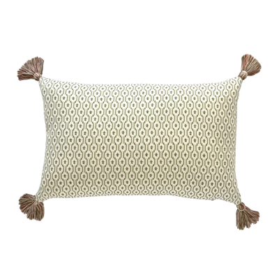 Ian Sanderson Olmo in Green Culpeper and Nettie in Green Lettuce Cushion with Green Tassels