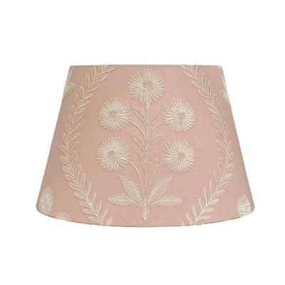 Ian Sanderson Persian Daisy White Embroidered Ballet Pink Linen Lampshade