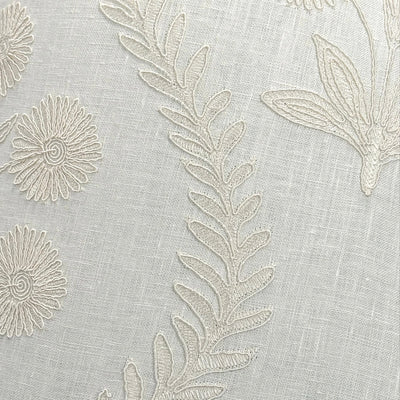 Ian Sanderson Persian Daisy White Embroidered White Lampshade Close Up Fabric