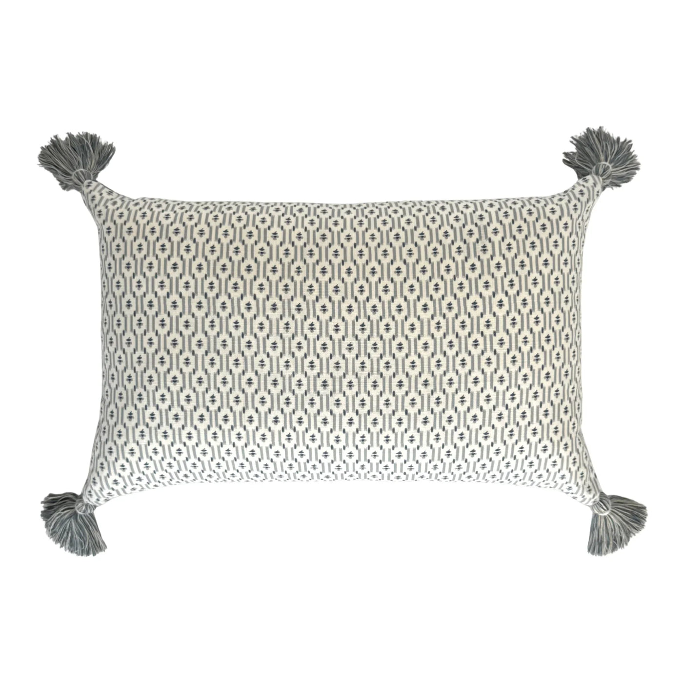 Ian Sanderson Reel Stripe in Blue Beck and Nettie in Blue Cornflower Cushion with Blue Tassels