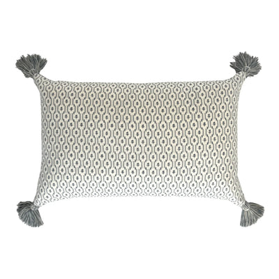 Ian Sanderson Reel Stripe in Blue Beck and Nettie in Blue Cornflower Cushion with Blue Tassels