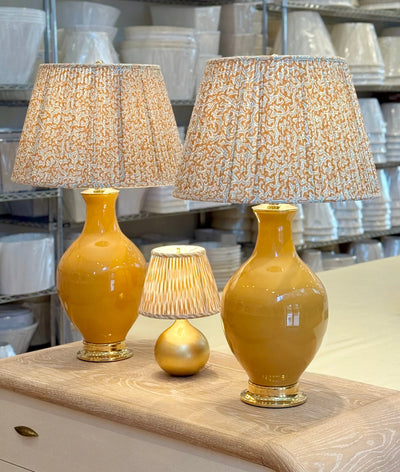 Ian Sanderson Stilton Dulcie Lampshade on Mustard athens table lamp