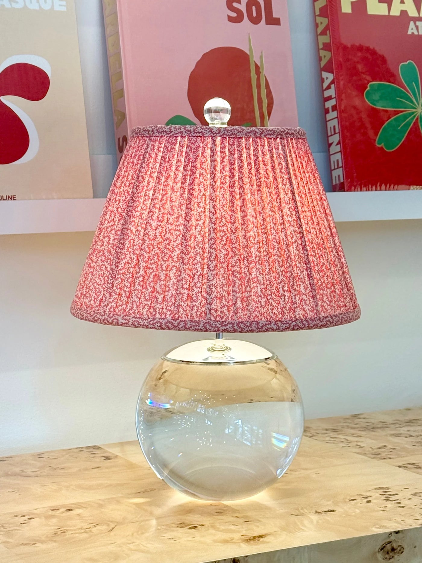 Ian Sanderson Strawberry Petra Lampshade on Terri round crystal lamp