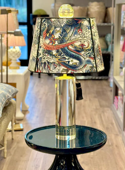 Iresumi Wallpaper lampshade on a crystal lamp