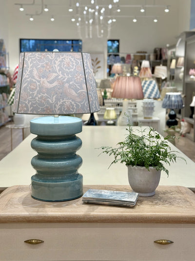 Katrina Ceramic Table Lamp in Celadon paired with GP&J Baker Royal Court wallpaper lampshade