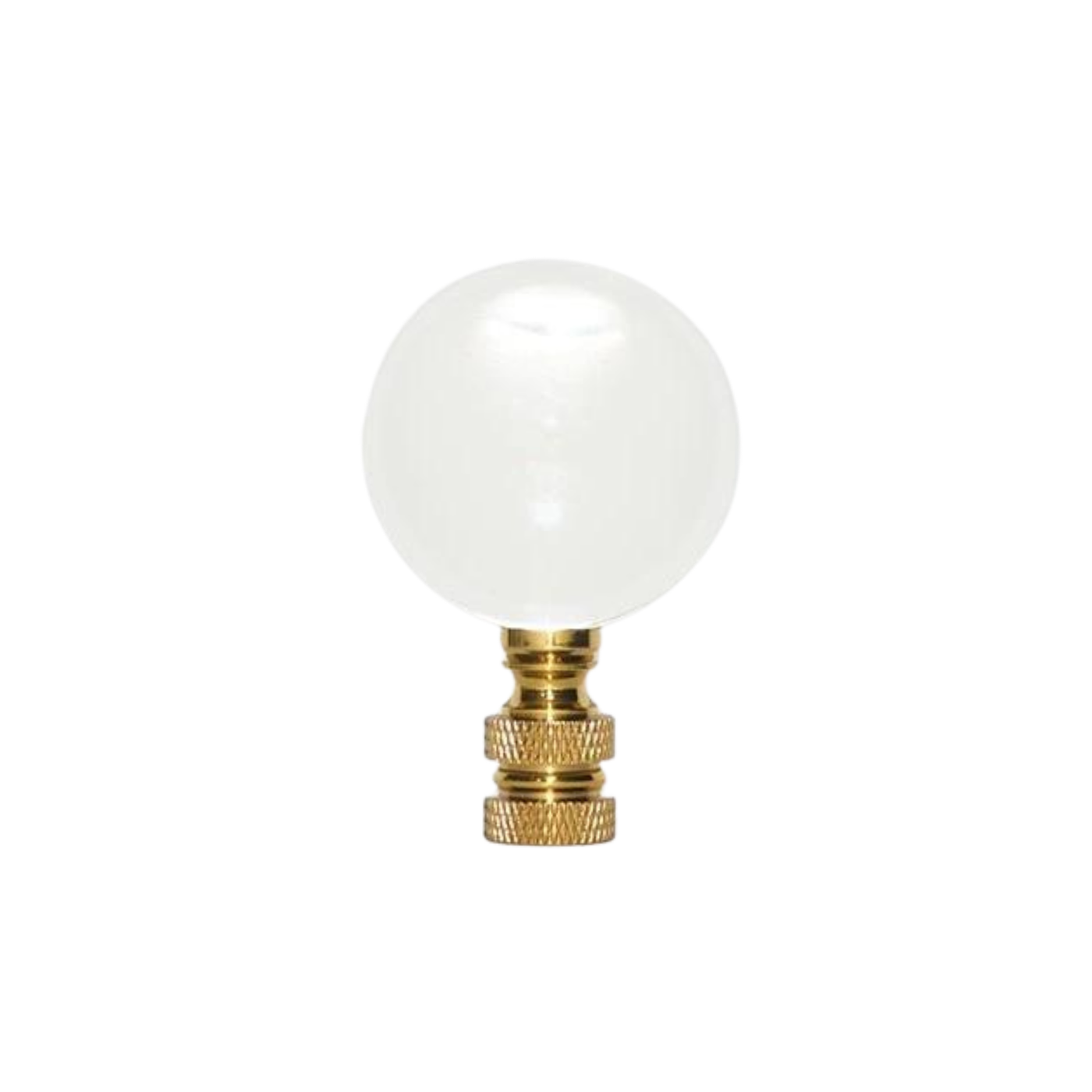 Large Clear Crystal Ball Finial in Polished Brass