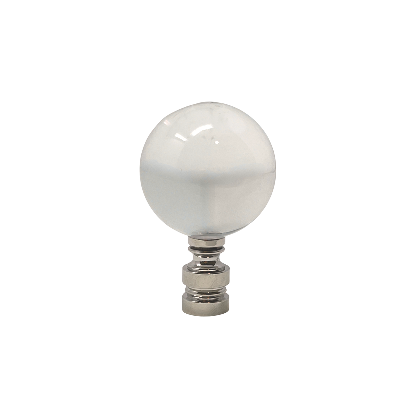 Large Clear Crystal Ball Finial in Polished Nickel