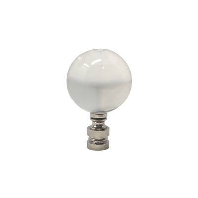 Large Clear Crystal Ball Finial in Polished Nickel