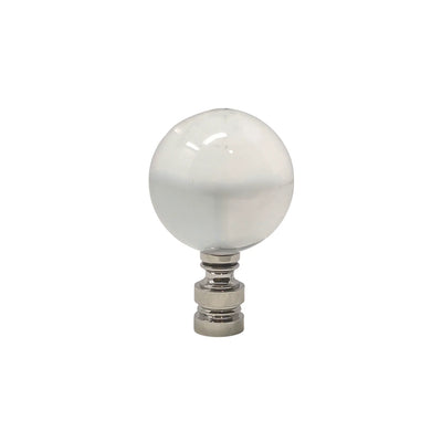Large Clear Crystal Ball Finial in Polished Nickel
