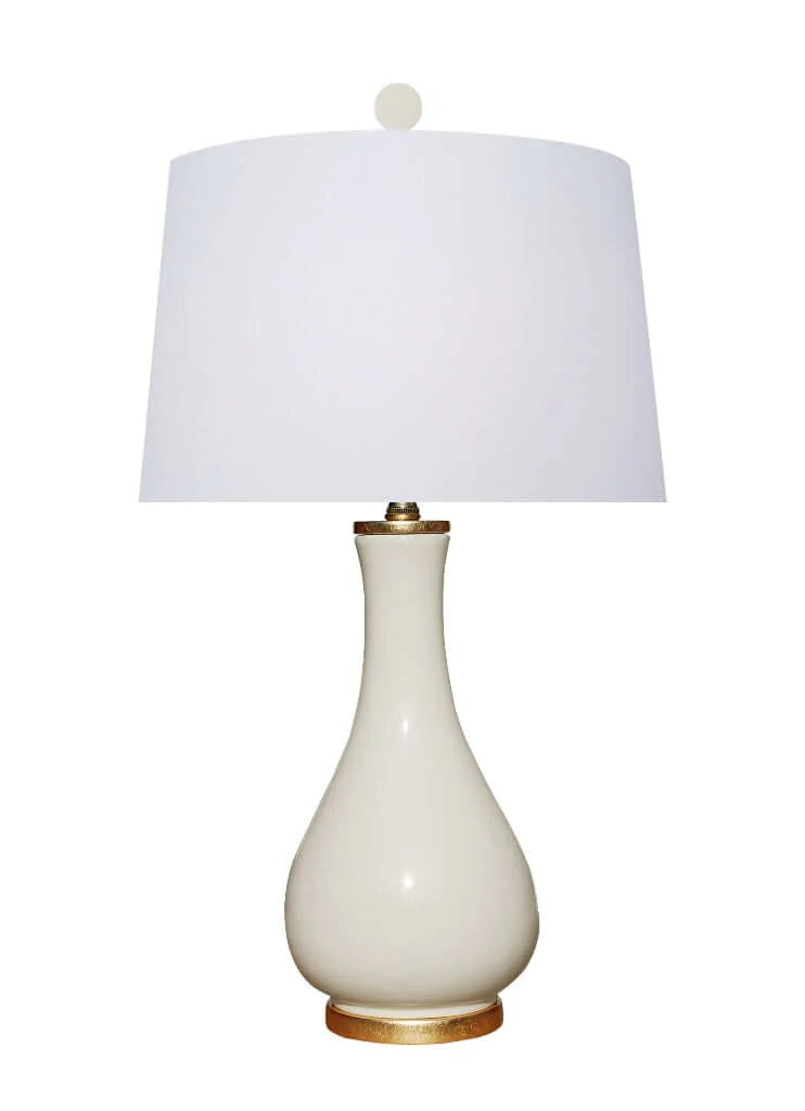 Large ivory lamp with white lampshade