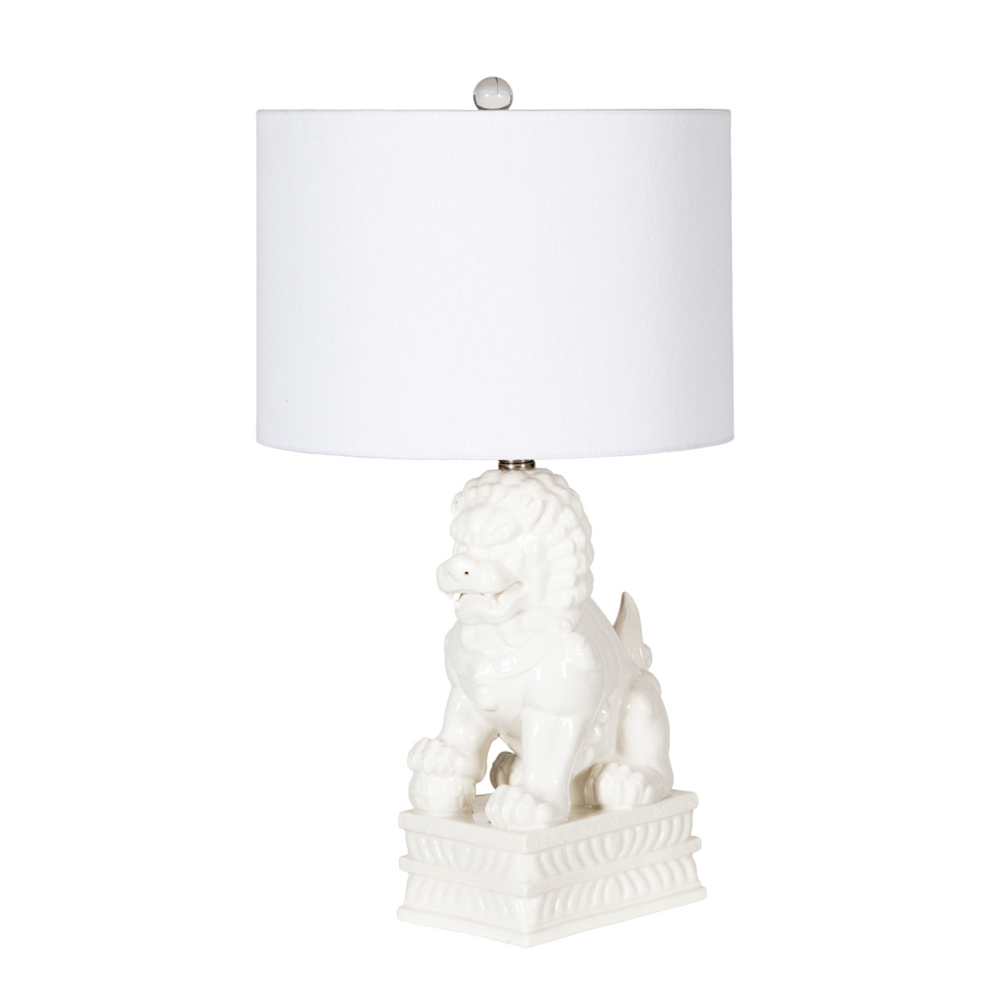 Porcelain White Foo Dog Table Lamp